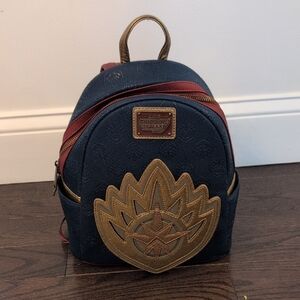 Navy and Brown Mini Backpack